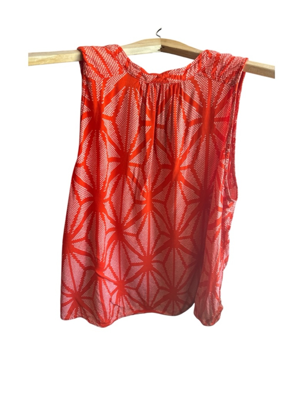 Maeve Orange-Red Geometric Sleeveless V-Neck Camisole Summer Sleeveless Blouse - Picture 2 of 5